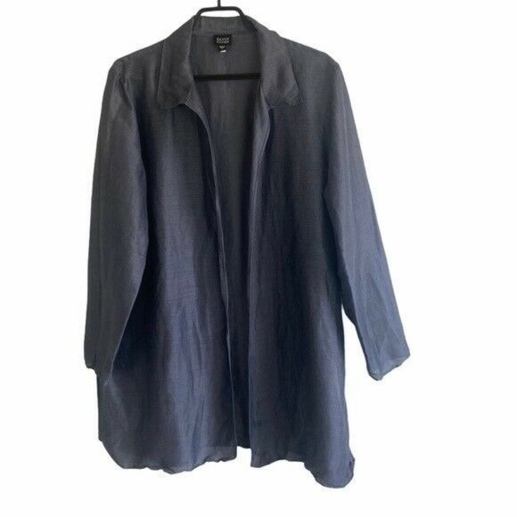Eileen Fisher Sweaters - Eileen Fisher Sheer Linen/Silk Coat Open Cardigan
